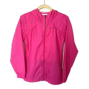 Columbia Girls Nylon Windbreaker Jacket Lightweight Hooded Zip Outdoor Layer L
